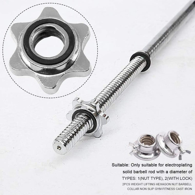 Calidaka 2pcs Standard Barbell Spin-Lock Collars Screw Clamps 0.91" Diameter Rubber Steel Anti-Slip Spin-Lock Collars for Dumbell Weight Lifting - Image 5